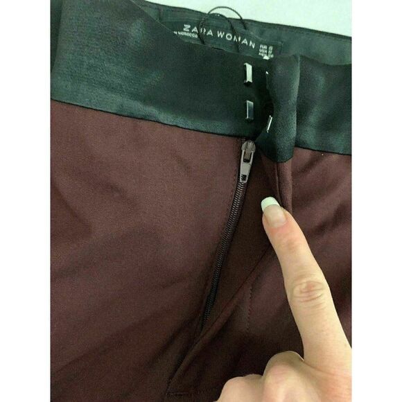 Zara Womens New Mahogany Purple Black Dress Pants Small - Picture 3 of 9